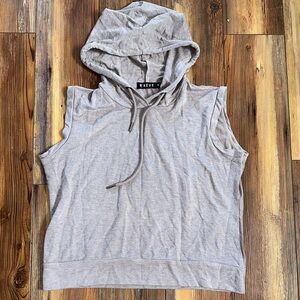 Sleeveless Hoodie Tank Top - Light Taupe Large